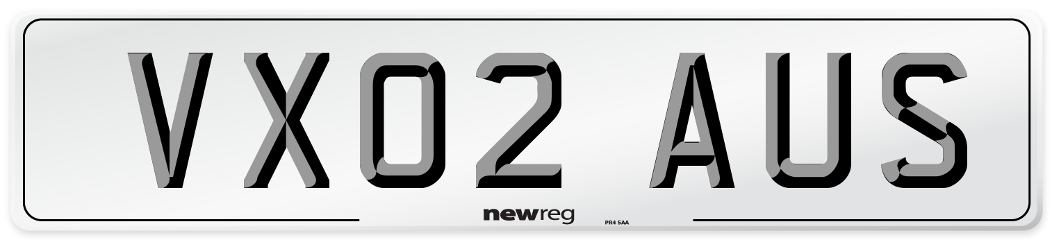 VX02 AUS Number Plate from New Reg